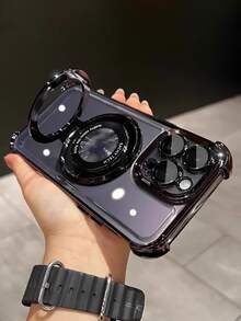 奢华电镀透明黑色手机壳，带支架，防震防刮，采用柔软硅胶材质，兼容 16/16E/16 Pro/16 Pro Max/16 Plus/15/14/13/12/11/X/XS/XR/8/7、Galaxy S25/S24/S23/S22/S21/A55/A54/A53/A52/A35/A34/A23/A16/A15/A14/A13/A12/A05S/FE/Ultra/4G/5G、Redmi/Honor/MOTO/OPPO/Infinix 等品牌手机。