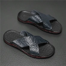 Été Mode Grande Taille 38-48 Mules Homme, Sandales de Plage Cloutées Anti-Dérapantes, Pantoufles Décontractées pour Hommes - Bleu azur - Voir 1