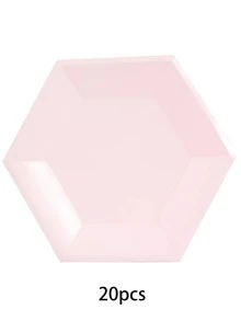 10pcs/20pcs/50pcs Light Pink Hexagon Shaped Pastel Paper Plates Hexagonal Matte Paper Plates Pink Hexagonal Paper Plate For Birthday Party Babe Shower Bridal Shower Wedding Celebration Christmas Party Supplies - Pink - View 7