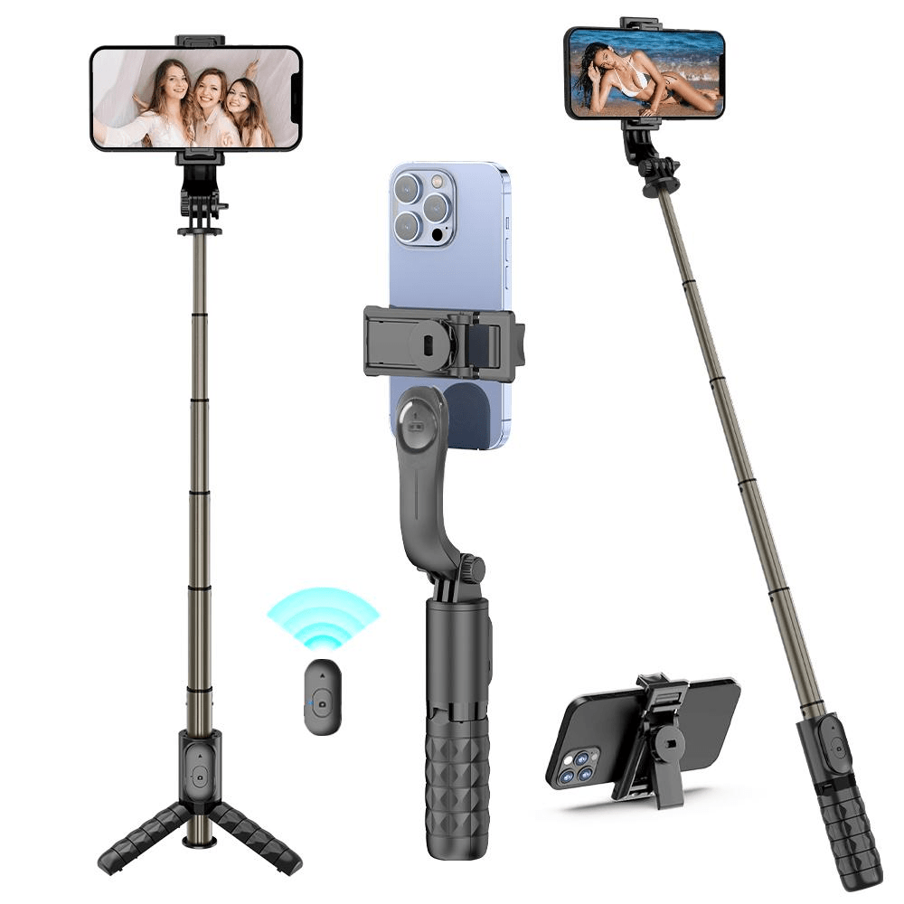 Nouveau modèle 2025 Bâton à selfie sans fil 3-en-1 de 120 mAh avec trépied, appareil photo tout-en-un, stabilisateur portable extensible avec rotation automatique à 360 degrés