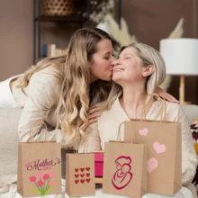 30个/包厚底牛皮纸手提袋服装店购物袋咖啡奶茶外卖纸袋定制logo印刷牛皮纸袋加厚手提带奶茶袋服装包装袋烘焙袋礼品袋多种尺寸可选（280g/350g可选，大/中/小）