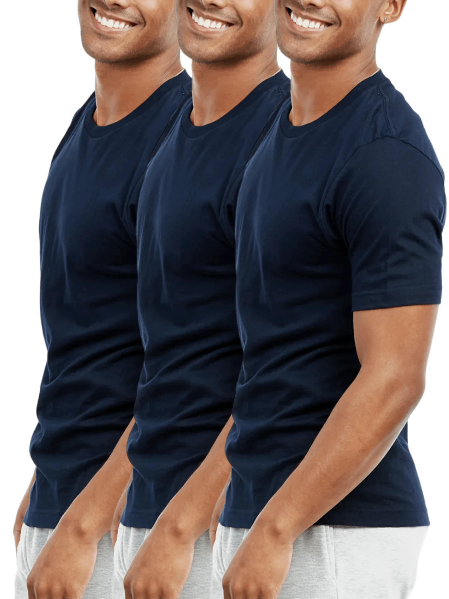 3 Pack Men's Cotton T-Shirts Crew Neck Short Sleeve Classic Fit T Shirt Tee Tops Regular Big & Tall 3-3XL, Basic Layering Top Men's Cotton Workout Crew-Neck Short Sleeve Breathable Casual T-Shirts Athletic Sports Tee Summer Tops Activewear Basic Tee - 藏蓝色 - 查看 1