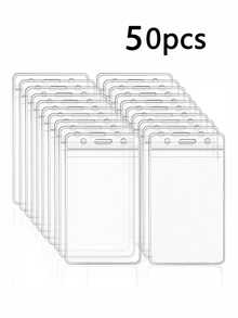 10个/50个PVC透明卡套，胸卡展卡，学生卡，公交卡，工作卡套，适用于保护饭卡，照片，偶像卡，证件照保护膜，返校用品，学校用品，办公用品 - 彩色 - 查看 11