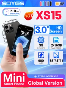 SOYES هاتف SOYES XS15 الذكي الصغير بشاشة 3 بوصة وتشغيل أندرويد 8.1 و ذاكرة وصول عشوائي 2GB وذاكرة تخزين 16GB وثنائي شريحة اتصال وذاكرة كافية لمتجر التطبيقات ومواصفات اتصال 3G وبطارية سعة 1000 مللي أمبير كويحتوي على حجم صغير