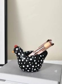 1pc Speckled Chicken Resin Decorative Vase, Home Foyer Tabletop Outdoor Garden Decor