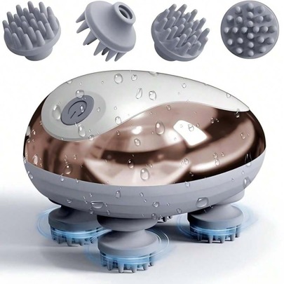 头皮按摩器，电动八爪头部按摩器，3 种模式，头皮和揉搓，深度放松，便携式无绳头部抓挠按摩器，适合家庭、办公室、旅行，节日理想礼物，500mAh