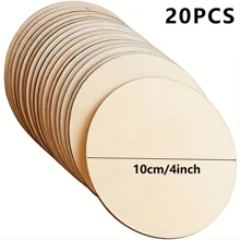 10/20/30pcs 4-Inch Unfinished Wooden Round Slices, Blank Wooden Discs For Painting, Staining, DIY Crafts, Home Decor, Bedroom Decor, Room Decor, Background Decor, Birthday Decor