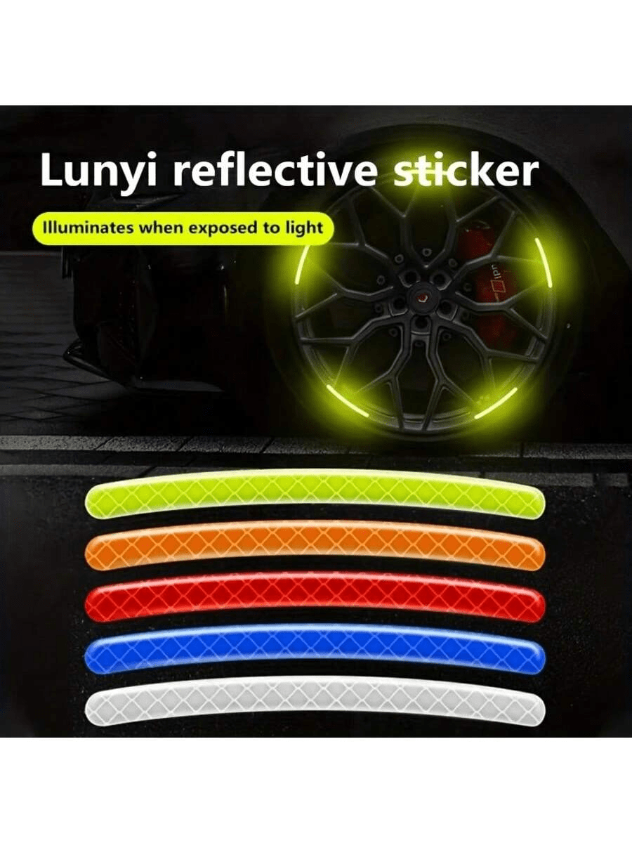 20/40pcs Reflective Car Tire Stickers - Vehicle Tire Warning Decals, Enhance Night Visibility And Safety For Cars, Motorcycles, Bicycles - Smooth Surface Adhesive Stickers