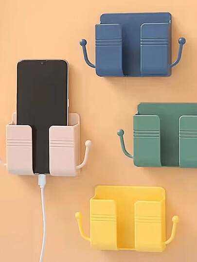 Hanging Bracket Phone Charging Holder, A Multifunctional Wall-Mounted Storage Box For Remote Control And Small Essentials, Creative Organizer For Living Room And Bedroom, Durable Desktop And Wall Decor, Cable Management Solution With Integrated Charging Port, Space-Saving Stand For Phones, Tablets, TV Remotes, And Accessories, Slim Profile Design, Easy Installation, Sturdy Construction, Keeps Surfaces Clutter-Free, Ideal Gift For Home Organization