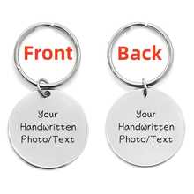 Engraved Actual Handwriting Keychain, Custom Handwritten Photo Quote Keyring For Women Men, Hand Stamped Keepsake Jewelry, Dainty Dad Mom Grandpa Grandma Gift, Christmas Gifts - Silver - View 9