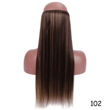 隐形接发黑色直发长款合成假发女士22英寸可调节头带耐热纤维无夹 - 彩色 - 查看 13