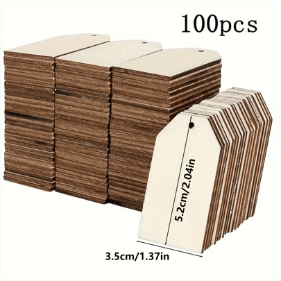 50/100pcs Wooden Slice Gift Tags, Blank Party Decorations, Wooden Hang Tags With Ropes, For Weddings, Birthdays, Party Decorations, DIY Bookmarks, Suitable For Various Festivals Crafts, With  Rope