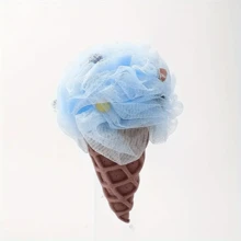 1pc Giant Ice Cream Cone Bath Sponge - Extra Soft & Fluffy Rainbow Shower Pouf For Rich Lather | Cute Large Body Scrubber, Gentle Exfoliating Bath Accessory