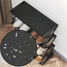 1pc Four-Layer Foldable Plastic Shoe Rack, Upgraded Thickened Shoe Rack, Multi-Layer Space-Saving, Dust-Proof And Simple Shoe Rack, Creative X-Shaped Dust-Proof Steel Tube Shoe Rack, Easy-To-Assemble Shoe Rack, Foldable Shoe Rack, Suitable For Entrances, Corridors, Bedrooms And Dormitories