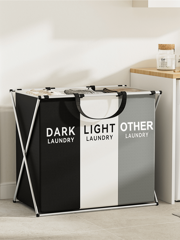 Cesto multiporta per vestiti sporchi, cesto portatile per abiti sporchi, cesto grande per vestiti sporchi, cesto portatile per bucato, contenitore di stoccaggio in tessuto domestico con 3/2/1 vani larghi