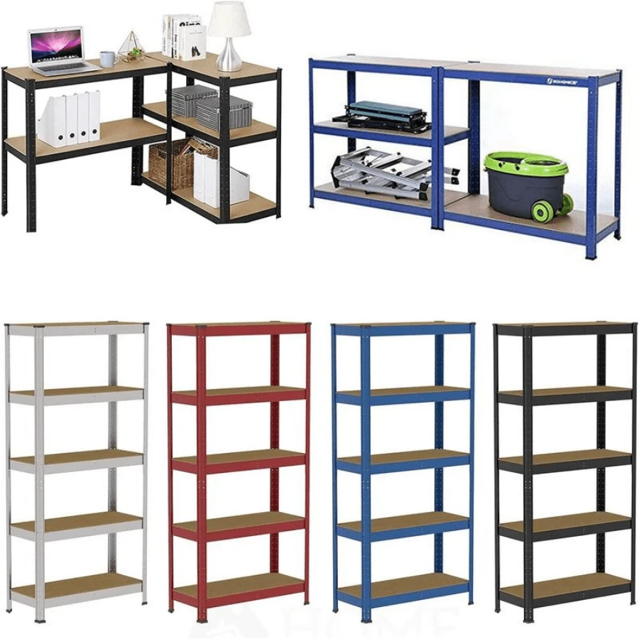 Shelving Unit Garage Storage Shelves 5 Tier Metal Shelf Rack Boltless Design Height Adjustable For Garage Home Shop Shed Industrial Warehouse - H 150 x W 70 x D 30 Cm - View 1