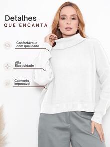 Knit Blouse Turtleneck Winter Cold Women's Elegant Comfortable Casual Long Sleeve Marrie Knit - 白色 - 查看 2