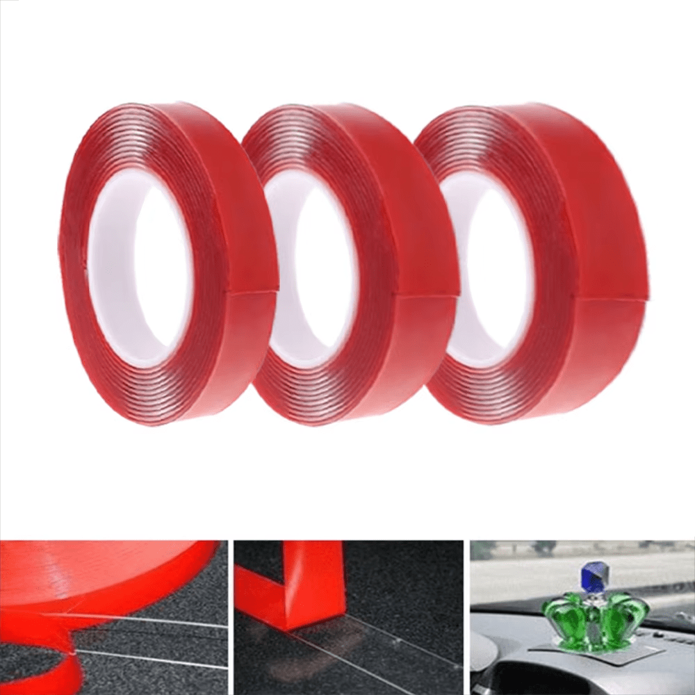 Rotes doppelseitiges Acryl-Klebeband, abnehmbares starkes Acryl-Klebeband, geeignet zum Befestigen von Teppichen, Wände im Heim/Büro, DIY-Basteleien, Poster, LED-Beleuchtung, Autoglasdekoration, Schulmaterial, Schulanfang