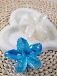 2pcs Large 8cm/3.15inch Gradient Flower Pattern Plastic Hair Clips For Valentine's Day Women, Elegant And Simple, Multi-Purpose, Suitable For Daily, Party, Work Wear, Travel, Hair Style