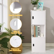 Bathroom Storage Cabinet, Freestanding Weatherproof Bathroom Furniture Cabinets Small Bathroom Floor Cabinet For Living Room, Bedroom - 白色 - 查看 5
