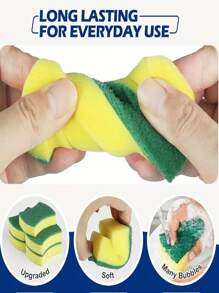 8/16/32Pcs Kitchen Cleaning Sponge Pad Dishware Anti-Scratch Scrubbing Sponge For Kitchen Bathroom And Home Cleaning