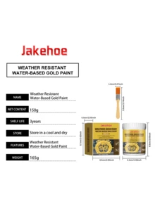 Weather Resistant Metallic Paint, Water-Based Gold Metallic Paint For Decor, Outdoor Golden Foil Paint - Yellow - View 2