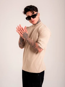 Kit 2 Camisetas DMUNIZ Oversized Streetwear Gola Alta Básica Dia dos Pais