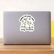 1PC Funny Goose Sticker, Aesthetic Vinyl Decal, Cute Slouchy Dilly Dallying Laptop & Water Bottle Sticker, Cottagecore Procrastination Sticker, Slow Life Funny Meme Sticker For Notebook, Phone Case, Journal, Travel Luggage, Student Gift