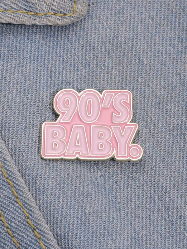 1 pieza Broche de aleación con alfileres esmaltados, diseño creativo de letras geométricas, flores, amor rojo, medalla, gato, frases cortas en inglés, divertido, como regalo de joyería