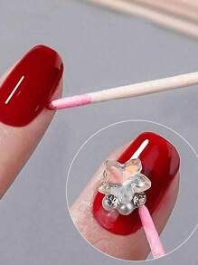 300 Stücke doppelköpfige Holz Make-up & Reinigungsstäbchen mit Doppelspitze für Wimpernverlängerungskleber-Entfernung & präzise Schönheitsanwendungen, zartrosa