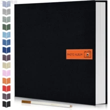 Local Delivery- 1pc Free Scraper + Metal Pen Large Size Album Self-Adhesive Scrapbook, Album For 4x6, 5x7, 8x10 Pictures, DIY Linen Cover Album Youngsters Wedding Family, Christmas Gift, Anniversary, Gift For Mom Valentines Day Gifts - 黑色 - 查看 1