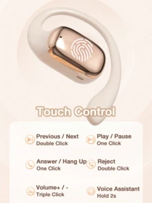 GENAI 开放式耳机，无线运动耳机，带数字显示充电盒，带耳钩的真耳塞，适合跑步、散步、锻炼