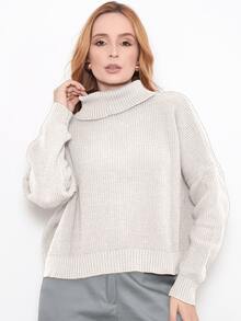 Knit Blouse Turtleneck Winter Cold Women's Elegant Comfortable Casual Long Sleeve Marrie Knit - 沙 - 查看 1