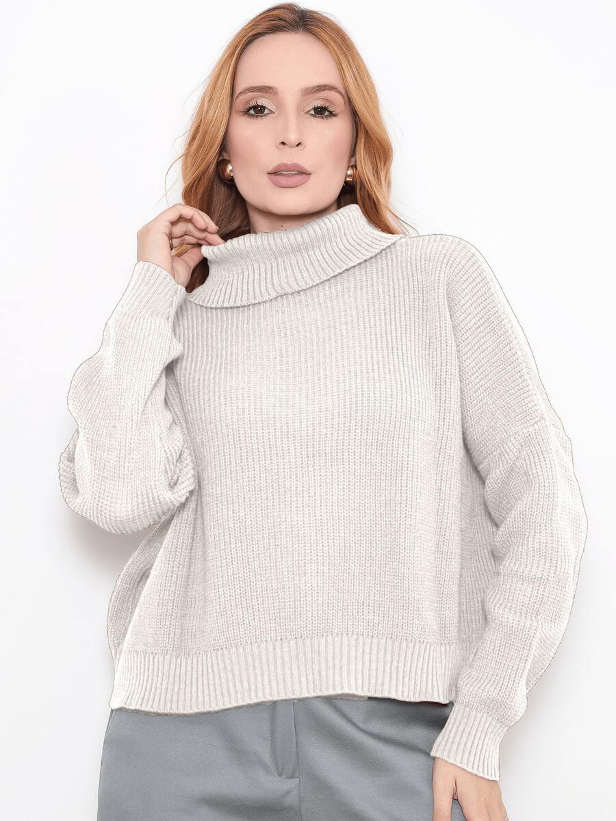 Knit Blouse Turtleneck Winter Cold Women's Elegant Comfortable Casual Long Sleeve Marrie Knit - 沙 - 查看 1