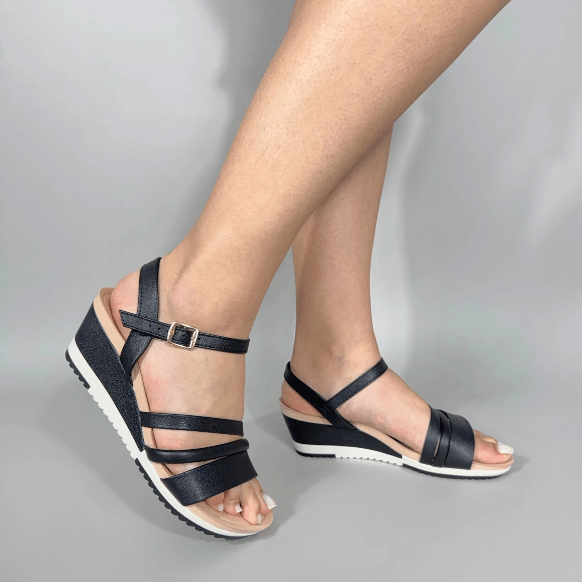 Modare Ultracomfort Women's Wedge Sandal Everyday Casual Rhinestone Strap Detail - Black - View 1
