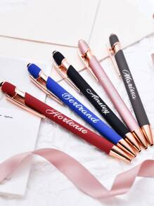 1/5/10/20 Stück individualisierter Text/Logo, personalisierter luxuriöser Soft-Touch rosé-goldener Premium-Gummistift, Aluminum-Schaft Rollerstift, perfektes Geschenk für Brautjungfern, Frauen, Studenten, Lehrer, Familie & Freunde