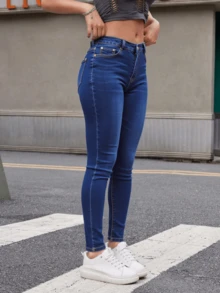 Jeans skinny de talle alto - Azul - Ver 1