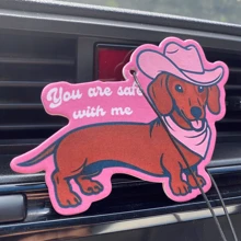 Kawaii'wiener Dog,Dachshund &STRAWBERRY&CHERRY' Y2K Patterns Design , Car Air Freshener Pendant - Cartoon Anime Style For Rearview Mirror, Vent Clip, Home & Office Decor, Creative & Fun Design, Idea Gifts For Friend