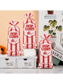 50 Pcs Red And White Popcorn Gift Bags, Plastic Glass Paper Gift Bags, OPP Packaging Bags With Simple Popcorn Style Design, Suitable For Wedding, Birthday Party Supplies, Wedding Gift Bags, Gift Packaging Bags