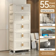 Home Organization,5-Layer Folding Storage Bin With Lid  ,Equipped With Mobile And Convenient Storage Cabinets, Stackable With Doors And Large Capacity Storage Boxes, Suitable For Organizing Wardrobes And Storage Boxes In Family Dormitories, Organizing Holiday Decorations In Bedrooms, Organizing And Storing Good Items For Student Apartment Tenants, Easy To Install And Move, Saving Space, And Offering Cost-Effective Storage Solutions St Affordable Prices - 彩色 - 查看 13