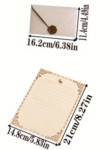 16 Pieces, Solid Color Thick Linen Envelopes, Retro Multi-Purpose Envelopes, Office Envelopes, Wedding Invitations, Valentine's Day Confessions, Card Envelopes, New Year Friend Gift Cards, Letter Paper, Christmas Party Invitations, Retro Style Kraft Special Paper Invitation Postcard Wax Envelope Invitation - Multicolor - View 2