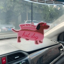 Kawaii'wiener Dog,Dachshund &STRAWBERRY&CHERRY' Y2K Patterns Design , Car Air Freshener Pendant - Cartoon Anime Style For Rearview Mirror, Vent Clip, Home & Office Decor, Creative & Fun Design, Idea Gifts For Friend