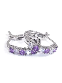 1 paire de boucles d'oreilles à cerceaux de mode en zirconium cubique pour femmes, pour mariage, anniversaire, fiançailles, bijoux de fête, cadeau de la Saint-Valentin