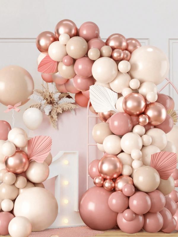 100 pezzi Set decorazione palloncini ad arco in stile retrò rosa e oro rosa, palloncini in lattice per decorazione festa di compleanno di principessa, matrimonio, decorazione parete stile retrò per festa di compleanno donna, kit arco decorativo con palloncini