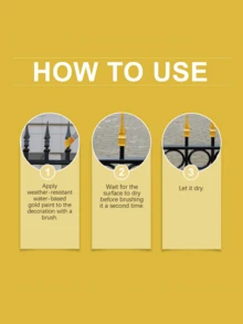 Weather Resistant Metallic Paint, Water-Based Gold Metallic Paint For Decor, Outdoor Golden Foil Paint - Yellow - View 4