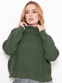 Knit Blouse Turtleneck Winter Cold Women's Elegant Comfortable Casual Long Sleeve Marrie Knit - 綠色 - 查看 2