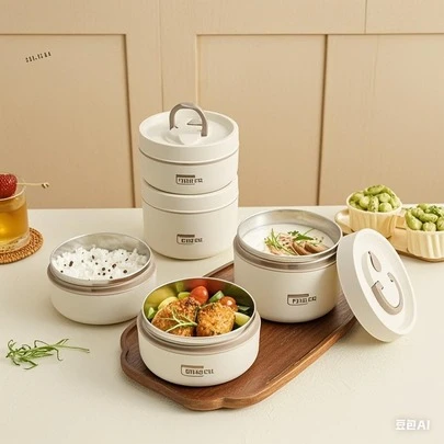 Stainless Steel Insulated Lunch Box - Japanese Style 3-Layer Stainless Steel Insulated Bento Box (Tri-Layer Round Lunch Container With Lid, Microwave Safe)