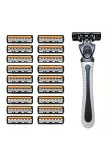 Maquinilla de afeitar manual de 3 hojas, afeitadora facial para hombres, cuchillas de repuesto para maquinilla