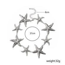 Exaggerated Starfish Necklace, Earrings & Metal Jewelry Set, Bohemian Style Resort Fashion Accessories For Women