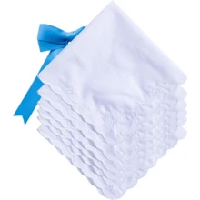 Local Delivery- Ladies Embroidery Cotton White Handkerchiefs Lace Wedding Hankies - F03-6pcs - View 1